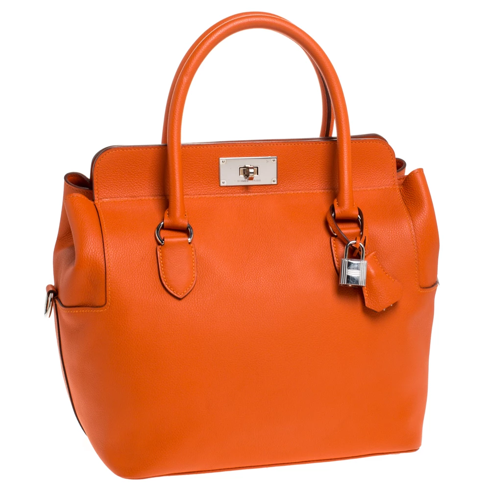 Hermes Orange Ever Color Leather Palladium Hardware Toolbox 26 Bag For Women 5 Hermes Orange Ever Color Leather Palladium Hardware Toolbox 26 Bag For Women - Image 3