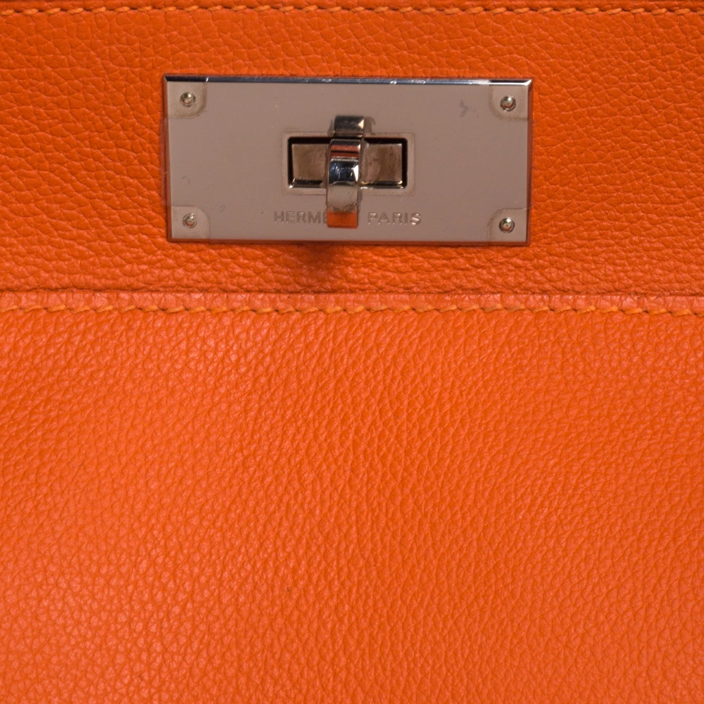 Hermes Orange Ever Color Leather Palladium Hardware Toolbox 26 Bag For Women 8 Hermes Orange Ever Color Leather Palladium Hardware Toolbox 26 Bag For Women - Image 6