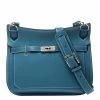Hermes Blue Jean Clemence Leather Palladium Hardware Jypsiere 28 Bag For Women