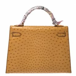 Hermes Natural Ostrich Gold Hardware Kelly Sellier 32 Bag For Women -Deals Hermes Store luxury women hermes used handbags p271541 008