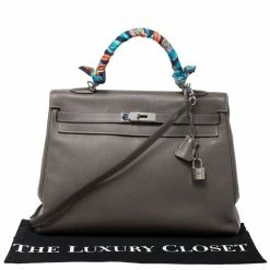 Hermes Taupe Epsom Leather Palladium Hardware Kelly Retourne 35 Bag For Women -Deals Hermes Store luxury women hermes used handbags p272354 001