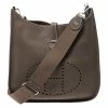 Hermes Etoupe Grey Clemence Leather Evelyne III GM Bag For Women -Deals Hermes Store luxury women hermes used handbags p272857 003