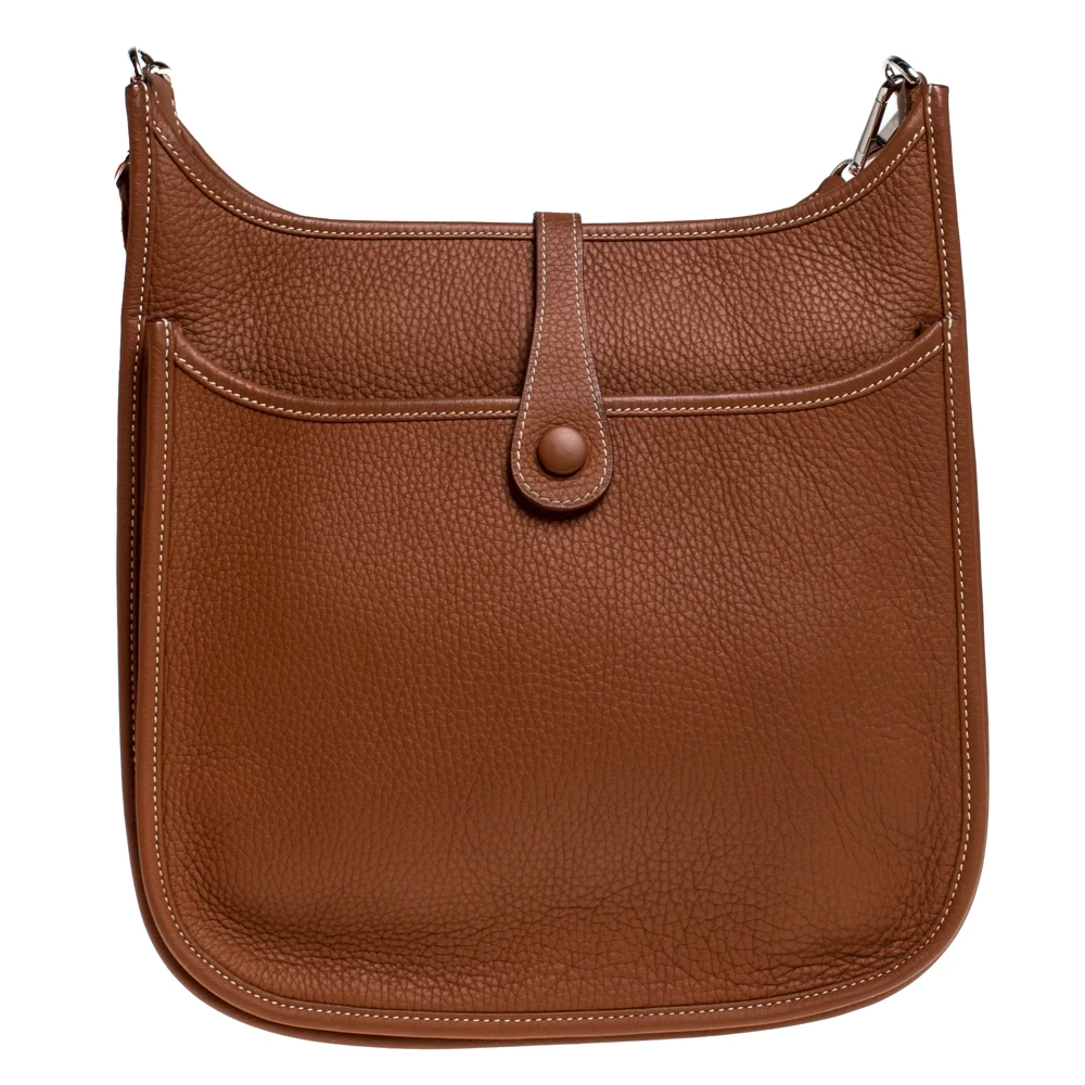 Hermes Gold Clemence Leather Evelyne III PM Bag For Women 6 Hermes Gold Clemence Leather Evelyne III PM Bag For Women - Image 4