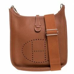 Hermes Gold Clemence Leather Evelyne III PM Bag For Women