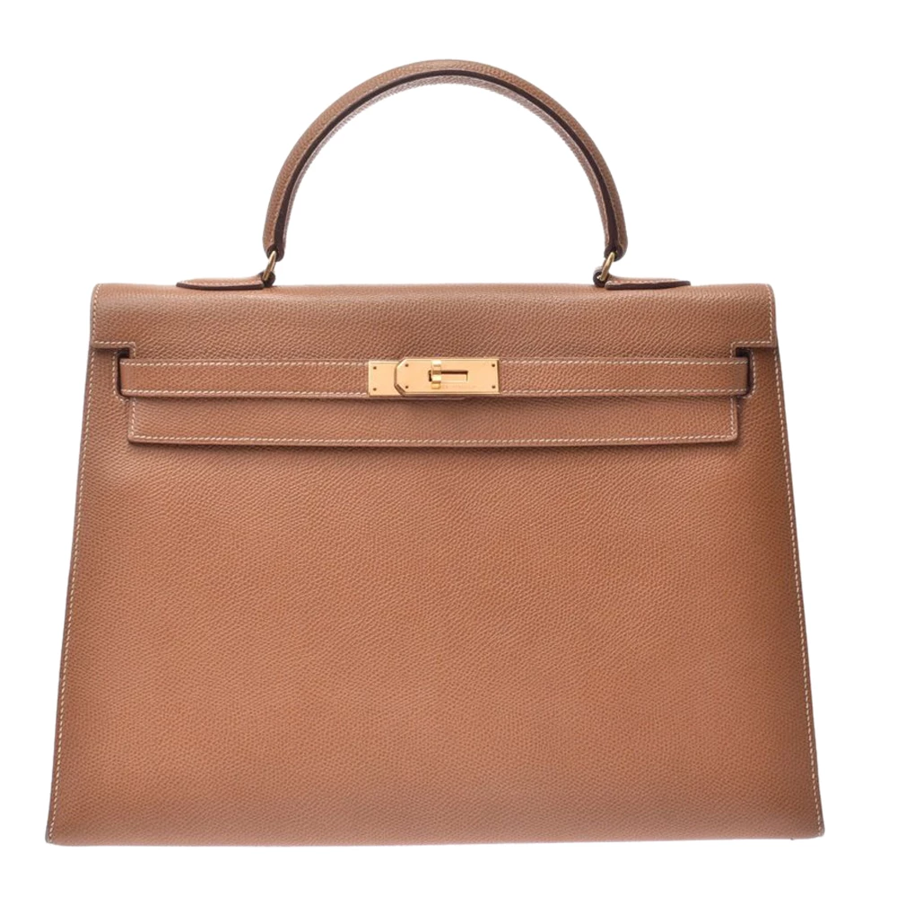 Hermes Brown Leather Gold Hardware Kelly 35 Bag For Women 3 Hermes Brown Leather Gold Hardware Kelly 35 Bag For Women