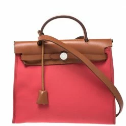 Hermes Bougainvillea/Natural Canvas And Leather Herbag Zip 31 Bag For Women