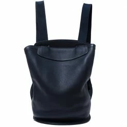 Hermes Blue Indigo Togo Leather Sherpa Backpack For Women