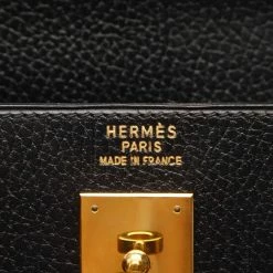 Hermes Black Clemence Leather Gold Hardware Kelly Sellier 35 Bag For Women -Deals Hermes Store luxury women hermes used handbags p274126 011
