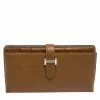 Hermes Cognac Epsom Leather Bearn Gusset Wallet For Women
