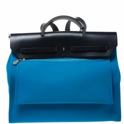 Hermes Blue Indigo/Blue Zanzibar Canvas And Leather Herbag Zip 39 Bag For Women -Deals Hermes Store luxury women hermes used handbags p274257 003