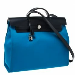 Hermes Blue Indigo/Blue Zanzibar Canvas And Leather Herbag Zip 39 Bag For Women -Deals Hermes Store luxury women hermes used handbags p274257 005