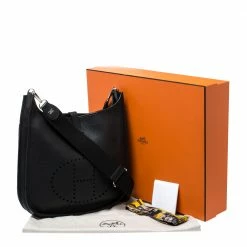 Hermes Black Clemence Leather Evelyne III GM Bag For Women 23 Hermes Black Clemence Leather Evelyne III GM Bag For Women -Deals Hermes Store luxury women hermes used handbags p274488 001