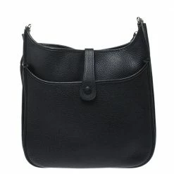 Hermes Black Clemence Leather Evelyne III GM Bag For Women 17 Hermes Black Clemence Leather Evelyne III GM Bag For Women -Deals Hermes Store luxury women hermes used handbags p274488 006
