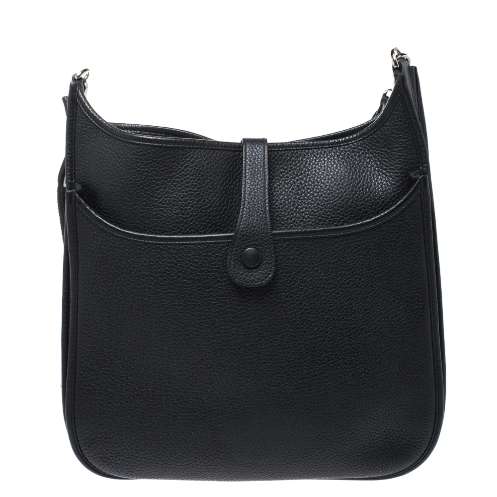 Hermes Black Clemence Leather Evelyne III GM Bag For Women 6 Hermes Black Clemence Leather Evelyne III GM Bag For Women - Image 4
