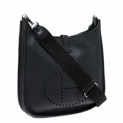 Hermes Black Clemence Leather Evelyne III GM Bag For Women 16 Hermes Black Clemence Leather Evelyne III GM Bag For Women -Deals Hermes Store luxury women hermes used handbags p274488 008