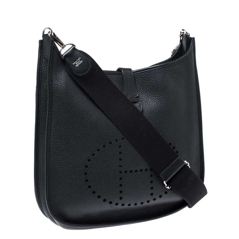 Hermes Black Clemence Leather Evelyne III GM Bag For Women 5 Hermes Black Clemence Leather Evelyne III GM Bag For Women - Image 3