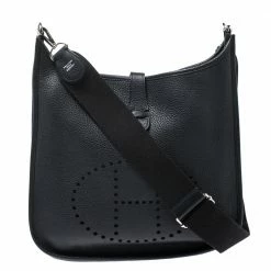 Hermes Black Clemence Leather Evelyne III GM Bag For Women