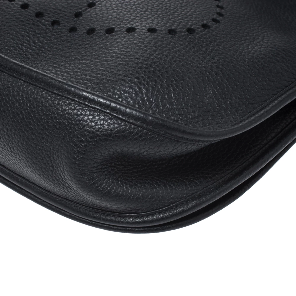 Hermes Black Clemence Leather Evelyne III GM Bag For Women 14 Hermes Black Clemence Leather Evelyne III GM Bag For Women - Image 12