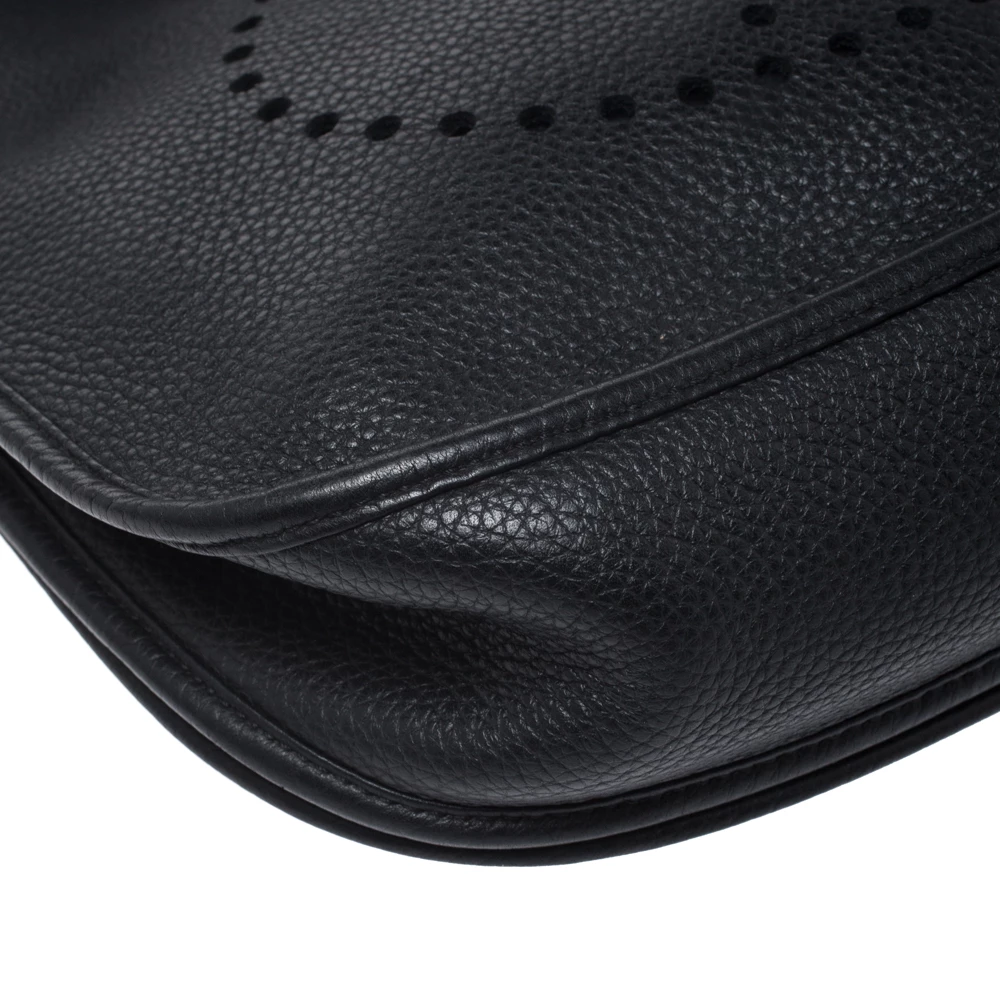 Hermes Black Clemence Leather Evelyne III GM Bag For Women 13 Hermes Black Clemence Leather Evelyne III GM Bag For Women - Image 11