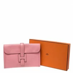 Hermes Rose Confetti Epsom Leather Jige PM Clutch For Women -Deals Hermes Store luxury women hermes used handbags p274502 005