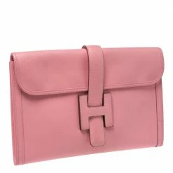 Hermes Rose Confetti Epsom Leather Jige PM Clutch For Women -Deals Hermes Store luxury women hermes used handbags p274502 008