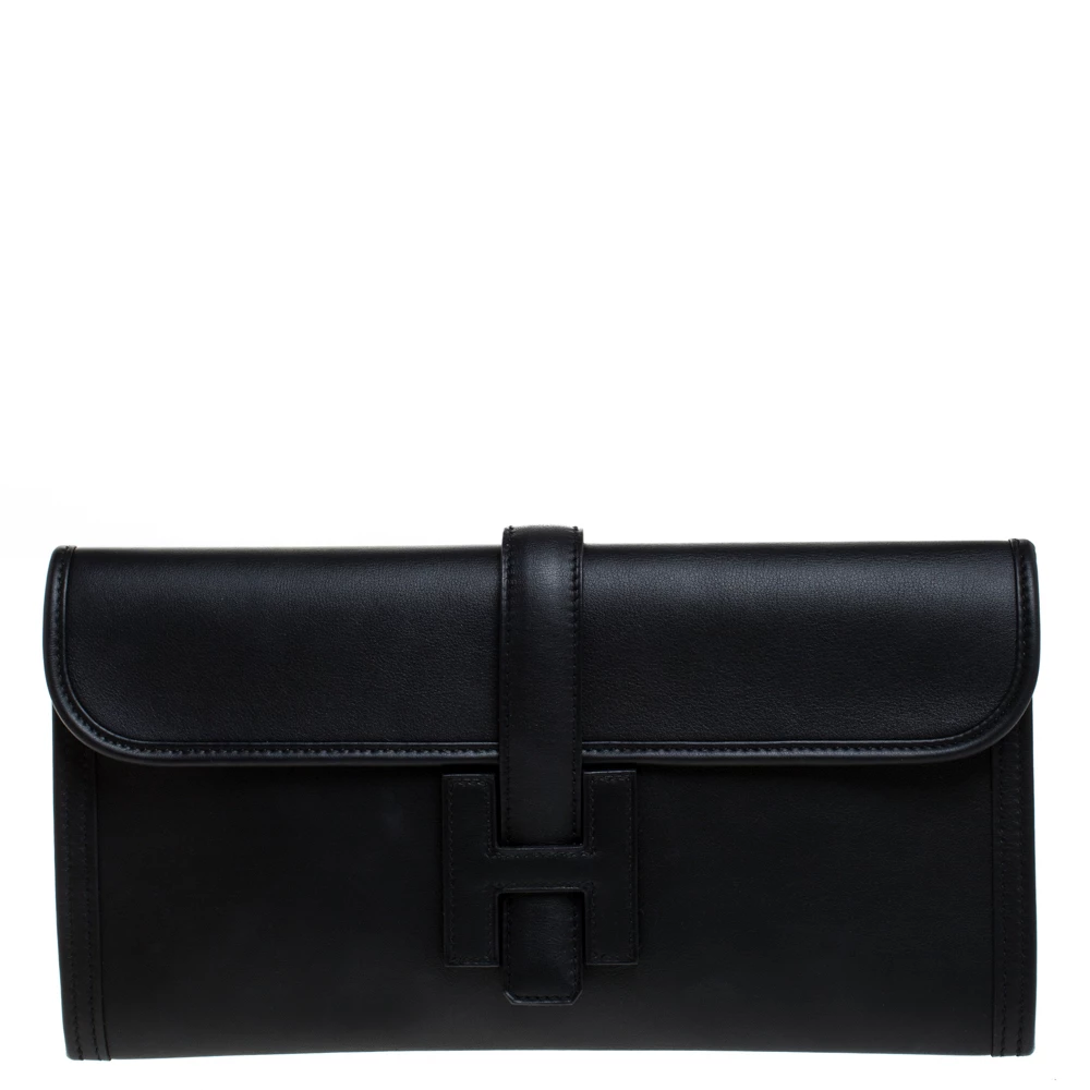 Hermes Black Swift Leather Elan Jige 29 Clutch For Women 3 Hermes Black Swift Leather Elan Jige 29 Clutch For Women