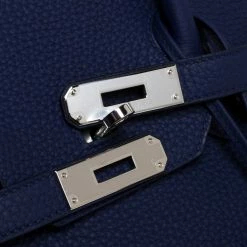 Hermes Blue Saphir Clemence Leather Palladium Hardware Birkin 35 Bag For Women -Deals Hermes Store luxury women hermes used handbags p275564 008