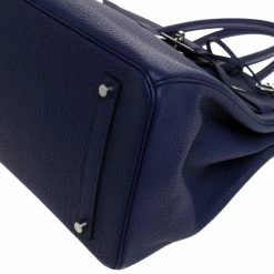Hermes Blue Saphir Clemence Leather Palladium Hardware Birkin 35 Bag For Women -Deals Hermes Store luxury women hermes used handbags p275564 011