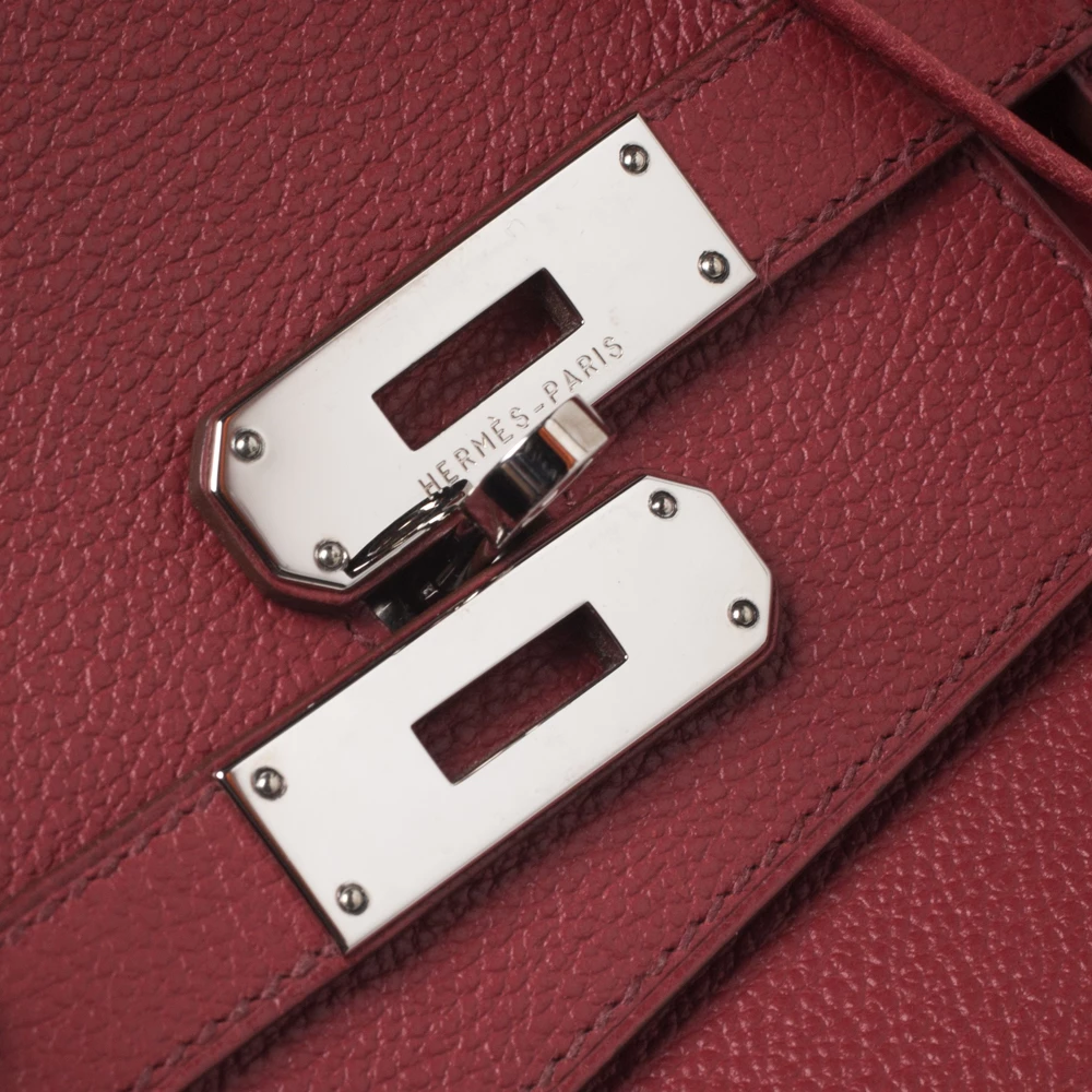 Hermes Rouge Vif Vache Liegee Leather Palladium Hardware Birkin 40 Bag For Women 8 Hermes Rouge Vif Vache Liegee Leather Palladium Hardware Birkin 40 Bag For Women - Image 6
