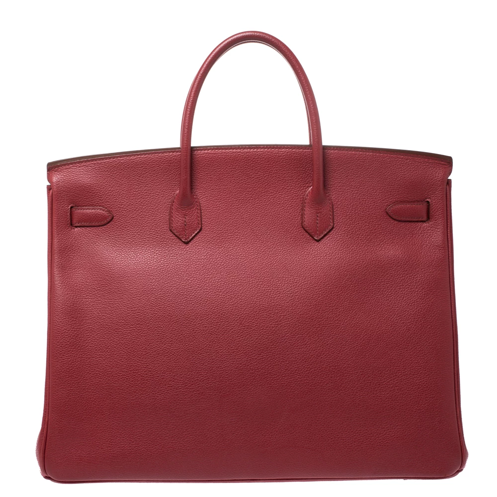 Hermes Rouge Vif Vache Liegee Leather Palladium Hardware Birkin 40 Bag For Women 6 Hermes Rouge Vif Vache Liegee Leather Palladium Hardware Birkin 40 Bag For Women - Image 4