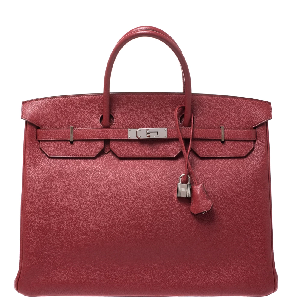 Hermes Rouge Vif Vache Liegee Leather Palladium Hardware Birkin 40 Bag For Women 3 Hermes Rouge Vif Vache Liegee Leather Palladium Hardware Birkin 40 Bag For Women