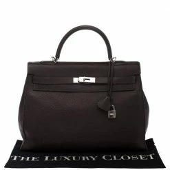 Hermes Cacao Togo Leather Palladium Hardware Kelly Sellier 35 Bag For Women -Deals Hermes Store luxury women hermes used handbags p277088 002