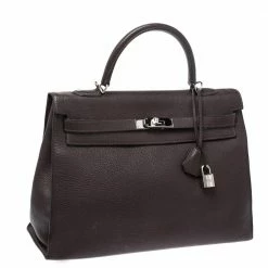 Hermes Cacao Togo Leather Palladium Hardware Kelly Sellier 35 Bag For Women -Deals Hermes Store luxury women hermes used handbags p277088 017