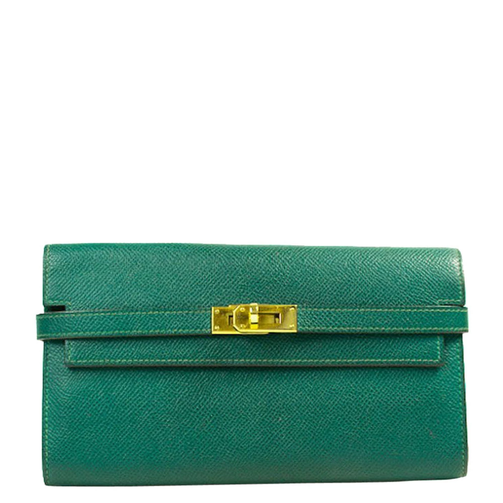Hermes Green Epsom Leather Kelly Classic Wallet For Women 3 Hermes Green Epsom Leather Kelly Classic Wallet For Women