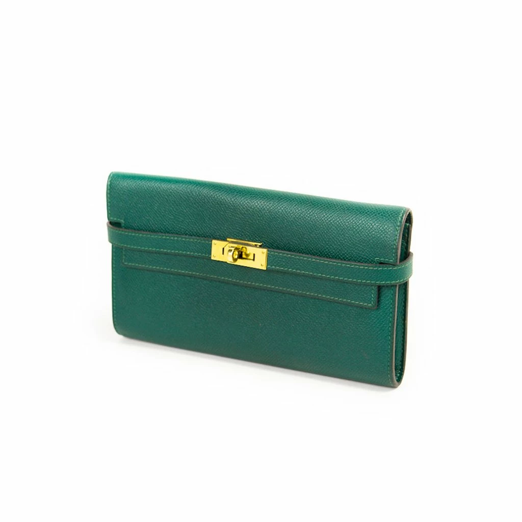 Hermes Green Epsom Leather Kelly Classic Wallet For Women 10 Hermes Green Epsom Leather Kelly Classic Wallet For Women - Image 8