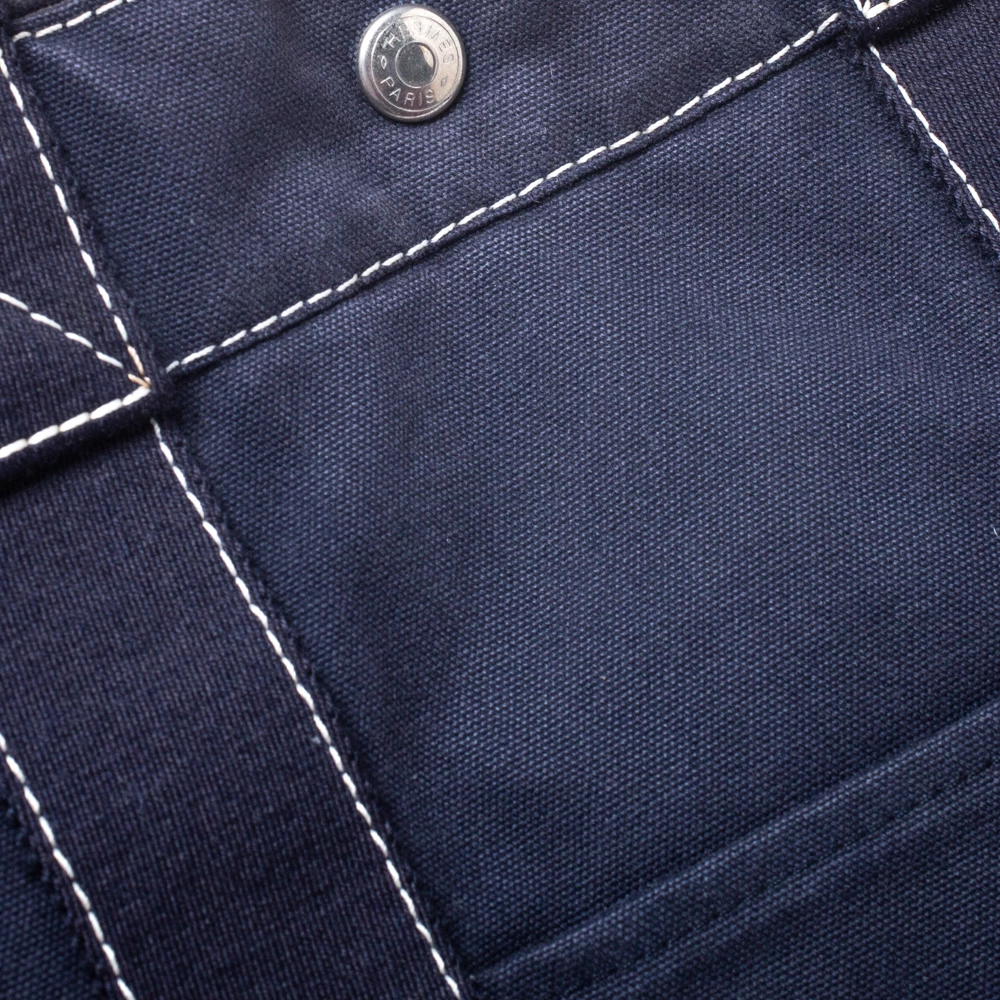 Hermes Dark Blue Canvas Deauville MM Bag For Women 7 Hermes Dark Blue Canvas Deauville MM Bag For Women - Image 5