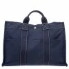 Hermes Dark Blue Canvas Deauville MM Bag For Women -Deals Hermes Store luxury women hermes used handbags p279081 009