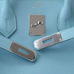 Hermes Blue Atour Leather Palladium Hardware Birkin 30 Bag For Women -Deals Hermes Store luxury women hermes used handbags p280223 003