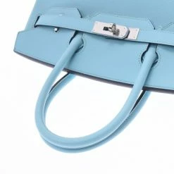Hermes Blue Atour Leather Palladium Hardware Birkin 30 Bag For Women -Deals Hermes Store luxury women hermes used handbags p280223 011