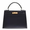 Hermes Black Calf Leather Gold Hardware Kelly Retourne 28 Bag For Women -Deals Hermes Store luxury women hermes used handbags p280248 002