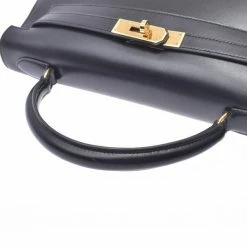 Hermes Black Calf Leather Gold Hardware Kelly 32 Bag For Women -Deals Hermes Store luxury women hermes used handbags p280253 014