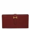 Hermes Rouge H Chevre Leather Bearn Gusset Wallet For Women -Deals Hermes Store luxury women hermes used handbags p280649 007