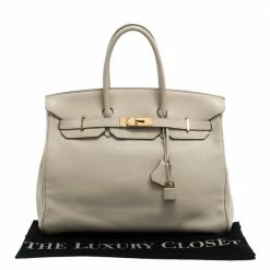 Hermes Beton Swift Leather Gold Hardware Birkin 35 Bag For Women -Deals Hermes Store luxury women hermes used handbags p280654 002