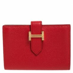 Hermes Vermillon Epsom Leather Bearn Card Holder For Women