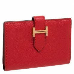 Hermes Vermillon Epsom Leather Bearn Card Holder For Women -Deals Hermes Store luxury women hermes used handbags p281290 012