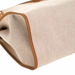 Hermes Natural/Beige Canvas And Leather Herbag Zip 39 Bag For Women -Deals Hermes Store luxury women hermes used handbags p281520 009