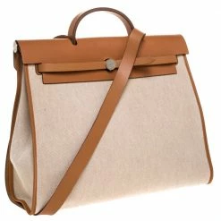 Hermes Natural/Beige Canvas And Leather Herbag Zip 39 Bag For Women -Deals Hermes Store luxury women hermes used handbags p281520 011