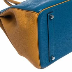 Hermes Blue Hydra/Jaune D'Or Clemence Leather Special Order Palladium Hardware Birkin 35 Bag For Women -Deals Hermes Store luxury women hermes used handbags p282346 1585836262 002