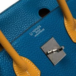 Hermes Blue Hydra/Jaune D'Or Clemence Leather Special Order Palladium Hardware Birkin 35 Bag For Women -Deals Hermes Store luxury women hermes used handbags p282346 1585836277 008
