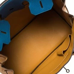 Hermes Blue Hydra/Jaune D'Or Clemence Leather Special Order Palladium Hardware Birkin 35 Bag For Women -Deals Hermes Store luxury women hermes used handbags p282346 1585836285 012